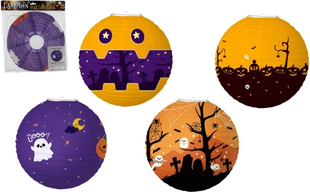 halloweensky papierový lampión guľa 30 cm