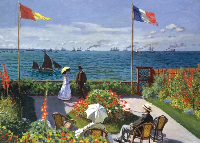 Puzzle Záhrada v Sainte Adresse a Pole vlčích makov 2x500 dielikov