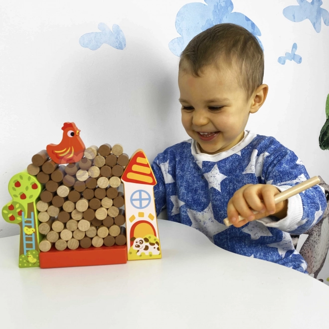 Tooky Toy Drevená Hra Spadni Kura Farma