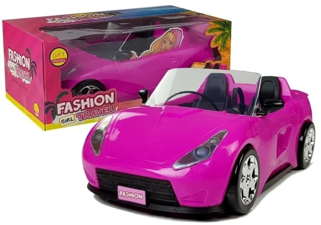 Ružové auto pre bábiky kabriolet