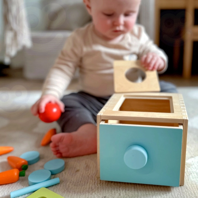 Woopie Green drevená edukačná zásuvková triediaca hračka Montessori