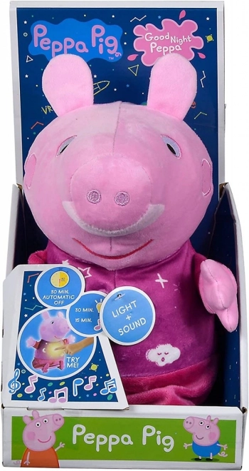 Plyšový cumlík na spanie Peppa Pig 2v1, hrajúci + svetlo, ružový, 25 cm