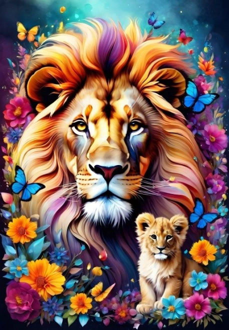 Puzzle Mateřská láska: Lvi 1000 dielikov