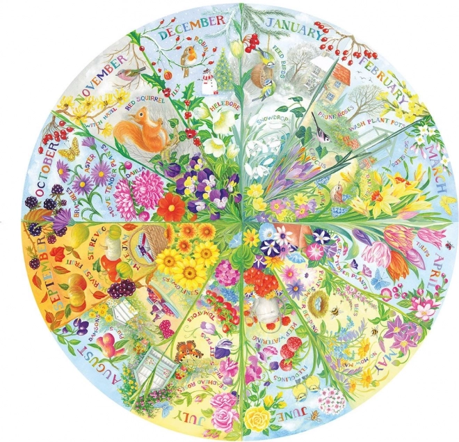 Gibsons okrúhle puzzle Rok v záhrade 500 dielikov