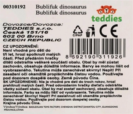 Bublifuk dinosaurus 40ml plast