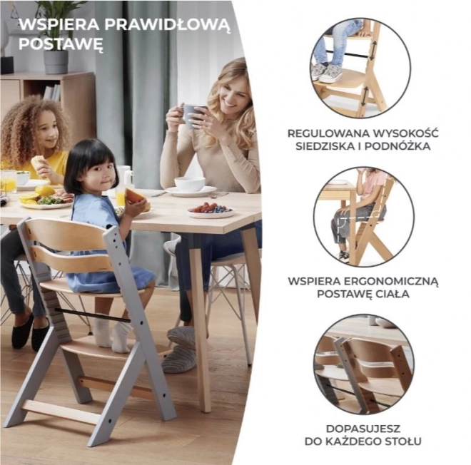 Detská vysoká stolička Enock sivá