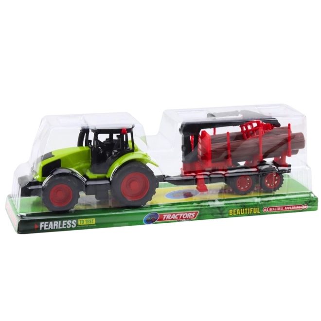 Traktor s prívesom na prevoz dreva