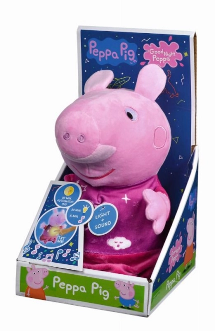 Plyšový cumlík na spanie Peppa Pig 2v1, hrajúci + svetlo, ružový, 25 cm