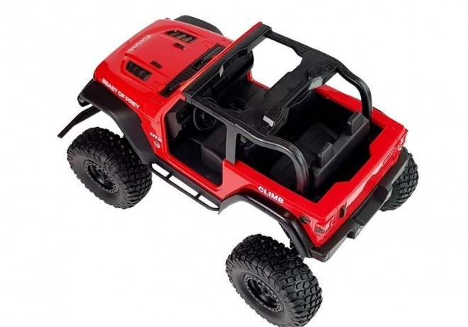 Červený diaľkovo ovládaný terénny Jeep