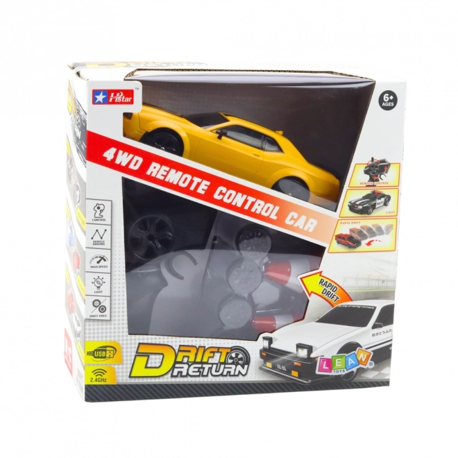 Závodné auto na drift s výmennými kolesami - Diaľkovo ovládané 4WD RC auto žlté