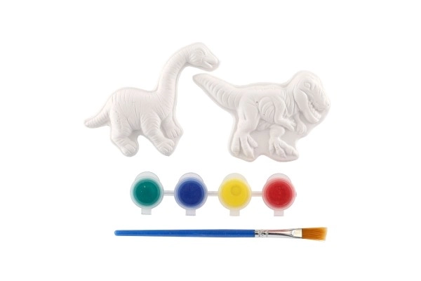 Kreatívna sada na maľovanie sadrového dinosaura s farbami a štetcom