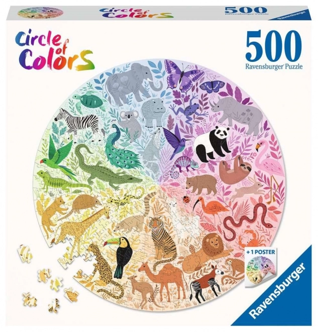 Ravensburger Kruh Farieb: Zvieratá 500 Dielikov