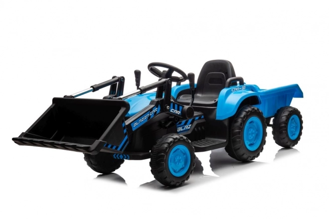 Elektrický detský traktor s lyžicou modrý