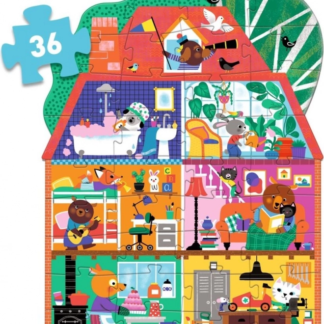 Podlahové obrysové puzzle Domček 36 dielikov