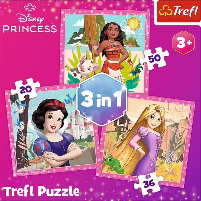 Puzzle 3v1 Disney princezné Krásne kvety