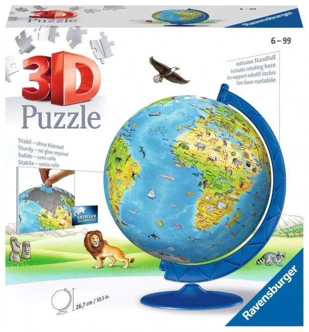 Ravensburger 3D Puzzleball Detský globus so zvieratkami