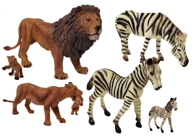 Set figuriek safari zvierat zebra lev levica mláďatá