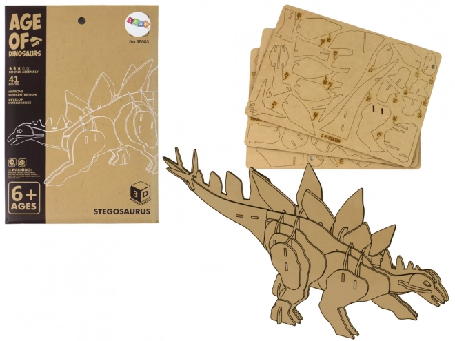 Drevené 3D Puzzle Stegosaurus Edukačná Skladačka 41 Dielov