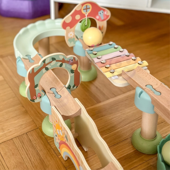 Drevená guličková dráha s Xylofónom Tooky Toy 44 ks