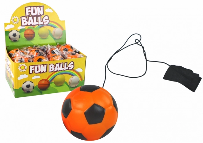 Futbalová Lopta Na Gumičke Jojo 6 cm Oranžová