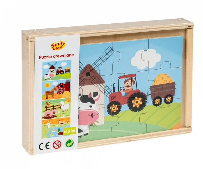 Drevené puzzle - život na dedine