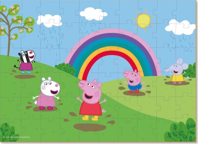 Puzzle Prasiatko Peppa: Dúhové radovánky 60 dielikov