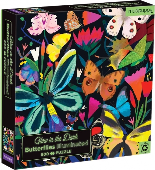 Mudpuppy puzzle Motýle svietiace v tme 500 dielikov