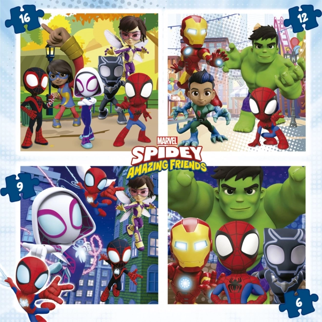 Puzzle v kufríku Spidey a jeho úžasní priatelia 4v1