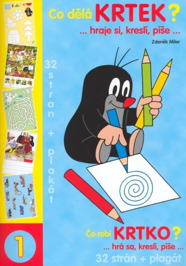 Omaľovánka A4 Čo robí Krtko? s plagátom A3