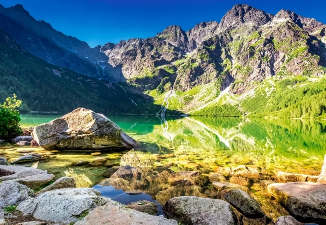 Puzzle Východ slnka pri jazere Morskie Oko 1500 dielikov