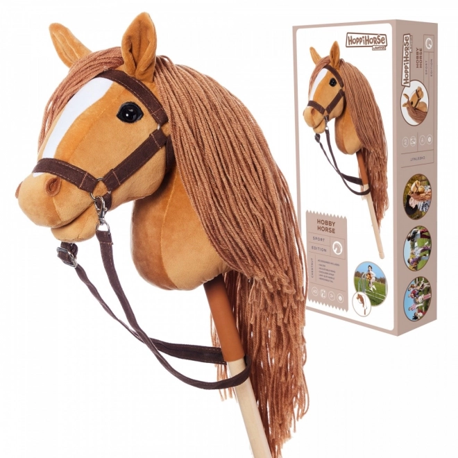 Drevený kôň na tyči Hobby Horse HOPPIHORSE Gaštanová hnedá