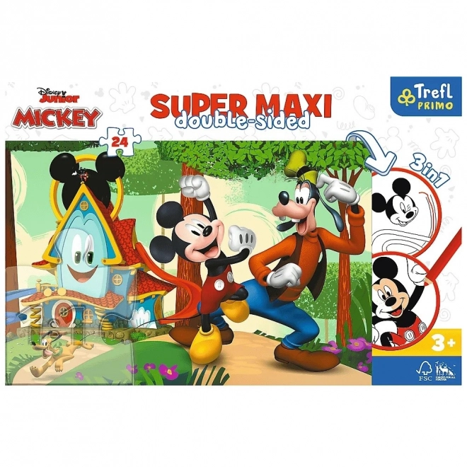 Obojstranné puzzle Mickeyho klubík Super Maxi 24 dielikov