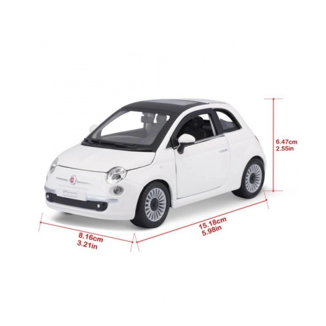 Bburago 1:24 Fiat 500 (2007) biely