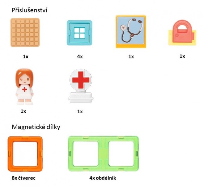 Magnetické Stavebnice Mesto - Nemocnica 22 Dielov