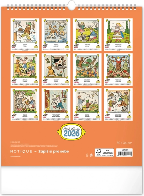 Nástenný kalendár Josef Lada - Riekanky 2026