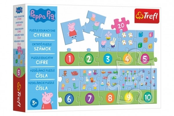 Vedomostné Puzzle Čísla Prasiatko Peppa 20 Dielikov