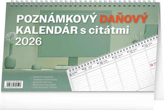 Stolový kalendár Notique Poznámkový Daňový s Citátmi 2026
