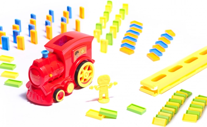 Domino vláčik s 80 dielmi – Červený