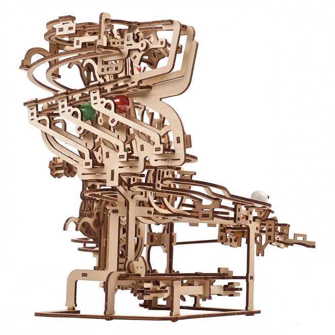 Ugears 3D drevené mechanické puzzle Guľôčková a reťazová dráha