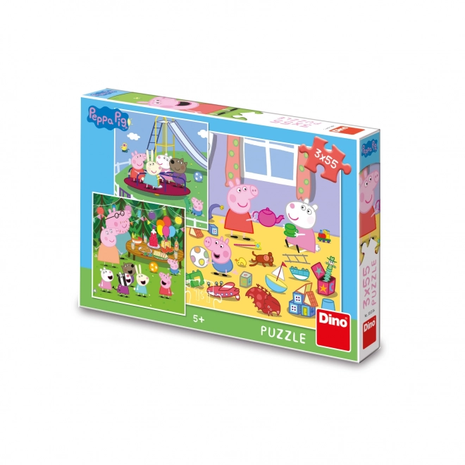 Detské puzzle Prasiatko Peppa na prázdninách 3x55 dielikov