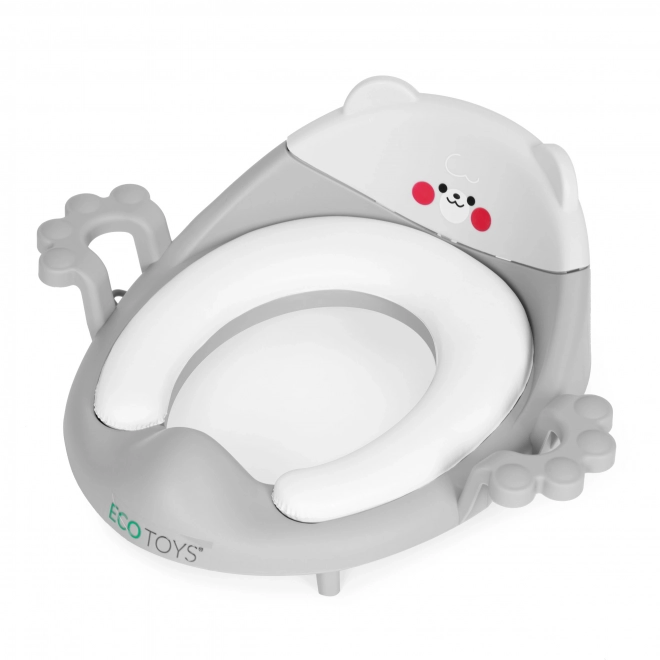 Detská toaletná sedátko s rúčkami a mäkkým vankúšom šedá ECOTOYS