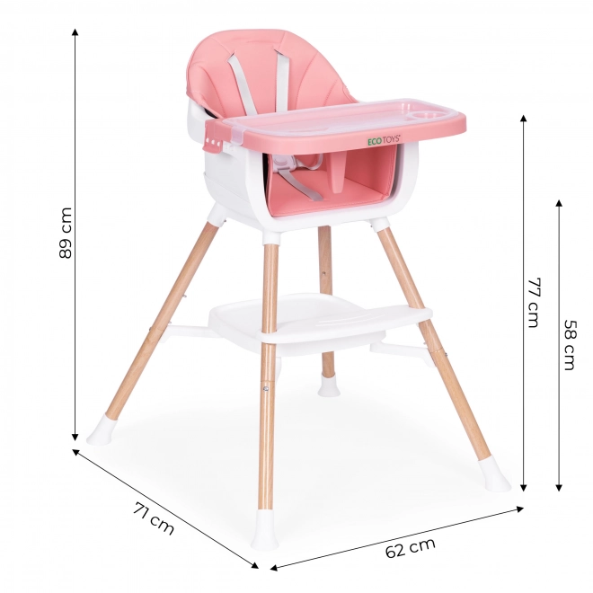 Detská stolička 2-v-1, ružová, ECOTOYS