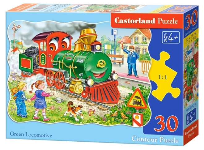 Puzzle Zelená lokomotíva 30 dielikov