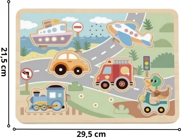 Tooky Toy drevené interaktívne puzzle vozidlá