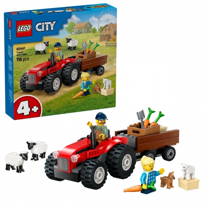 Lego City Červený traktor s prívesom a ovcou