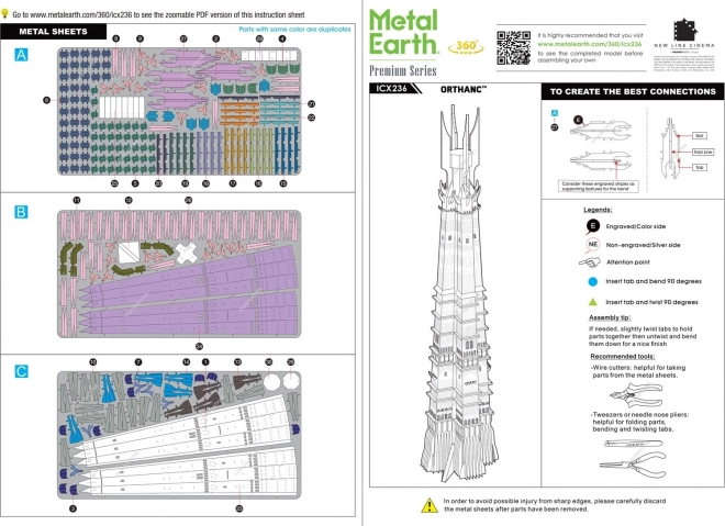 Metal Earth 3D puzzle Pán prsteňov: Orthanc