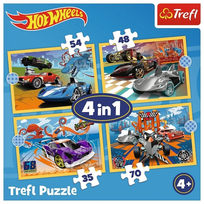 Puzzle 4v1 Hot Wheels vozidlá