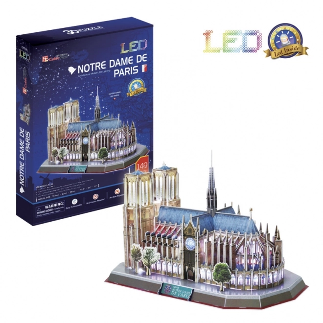 3D puzzle Katedrála Notre Dame so svetlom