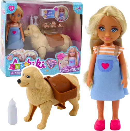 Set Mini Bábika Ankiki Pes s Šteniatkami Kosť
