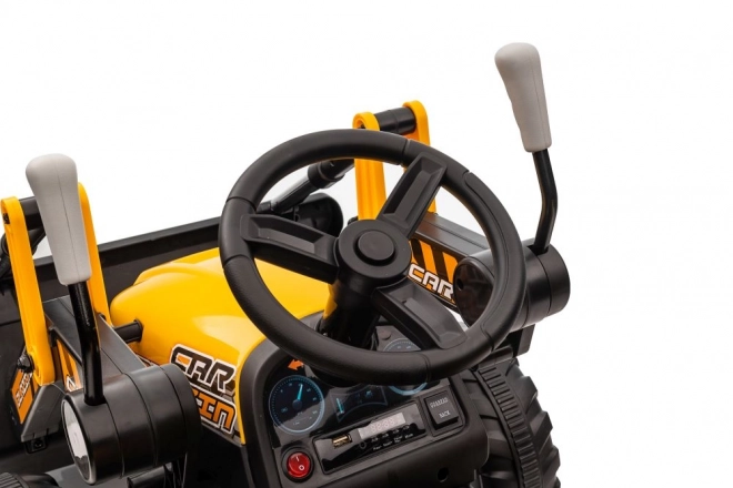 Traktor na akumulátor s lyžicou žltý